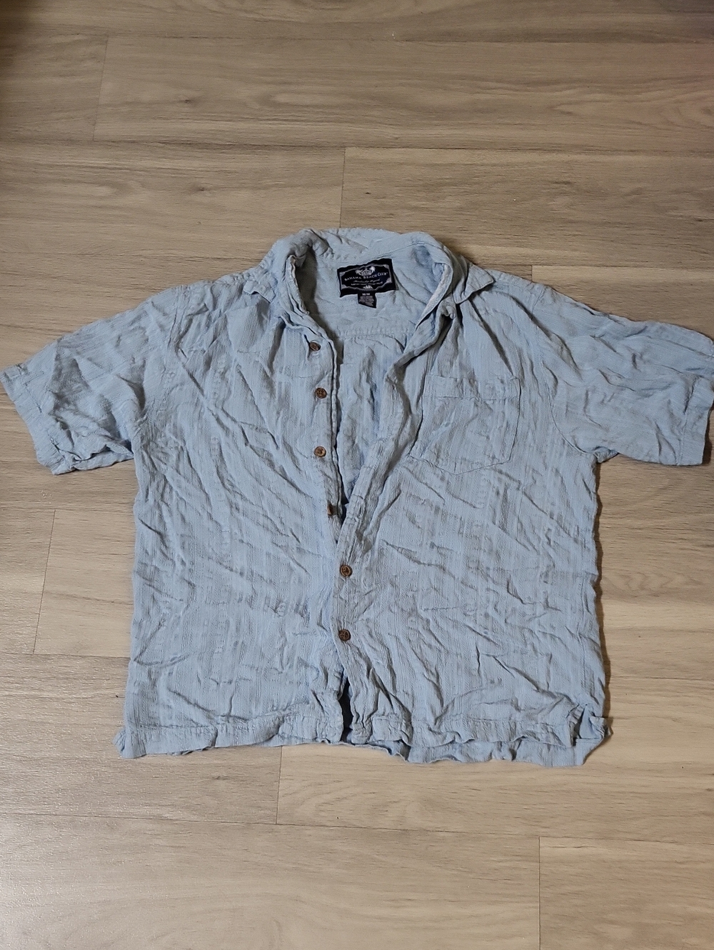 Men's Light Blue Short-Sleeve Button-Down Shirt